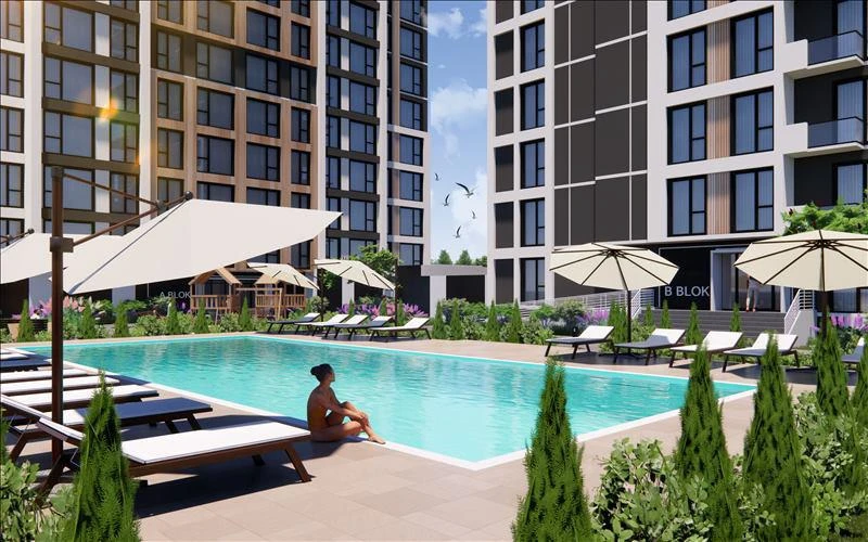 Новая охраняемая резиденция с бассейнами и зеленой зоной рядом со станцией метро и автомагистралями, Стамбул, Турция