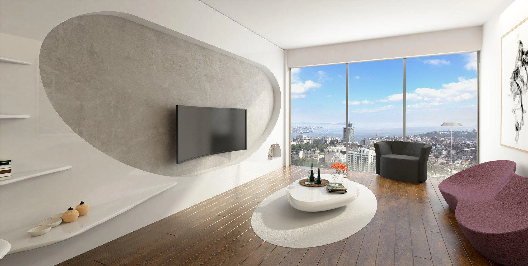 Современная резиденция с панорамным видом на город в центре делового района Шишли, Стамбул, Турция