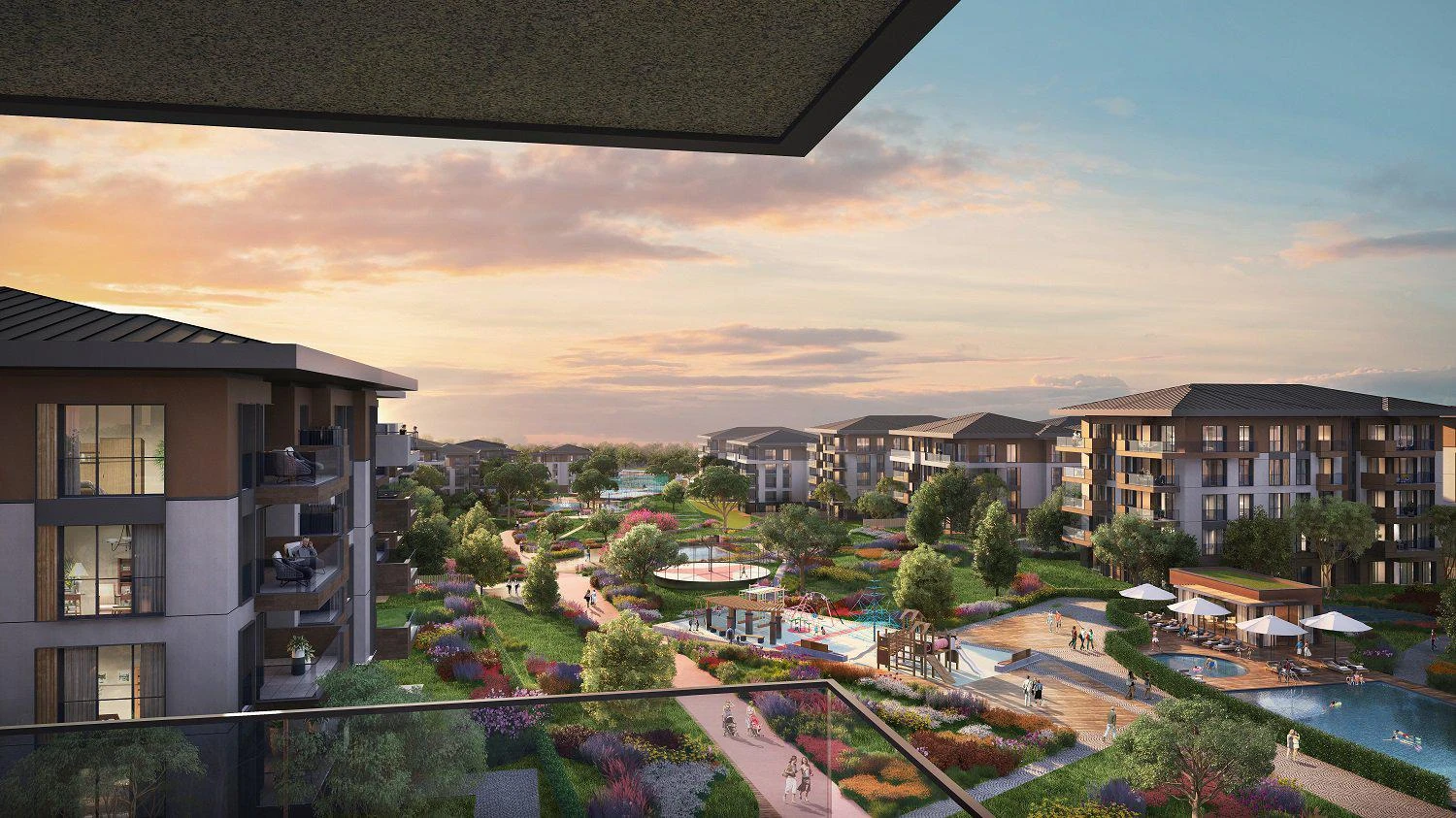 Охраняемый жилой комплекс с бассейнами, теннисным кортом и фитнес-центром рядом с озером Кючюкчекмедже, Стамбул, Турция