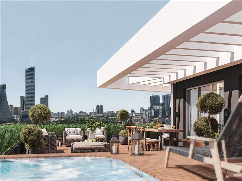 Резиденция с зеленой зоной и парковкой рядом с автомагистралями, Стамбул, Турция