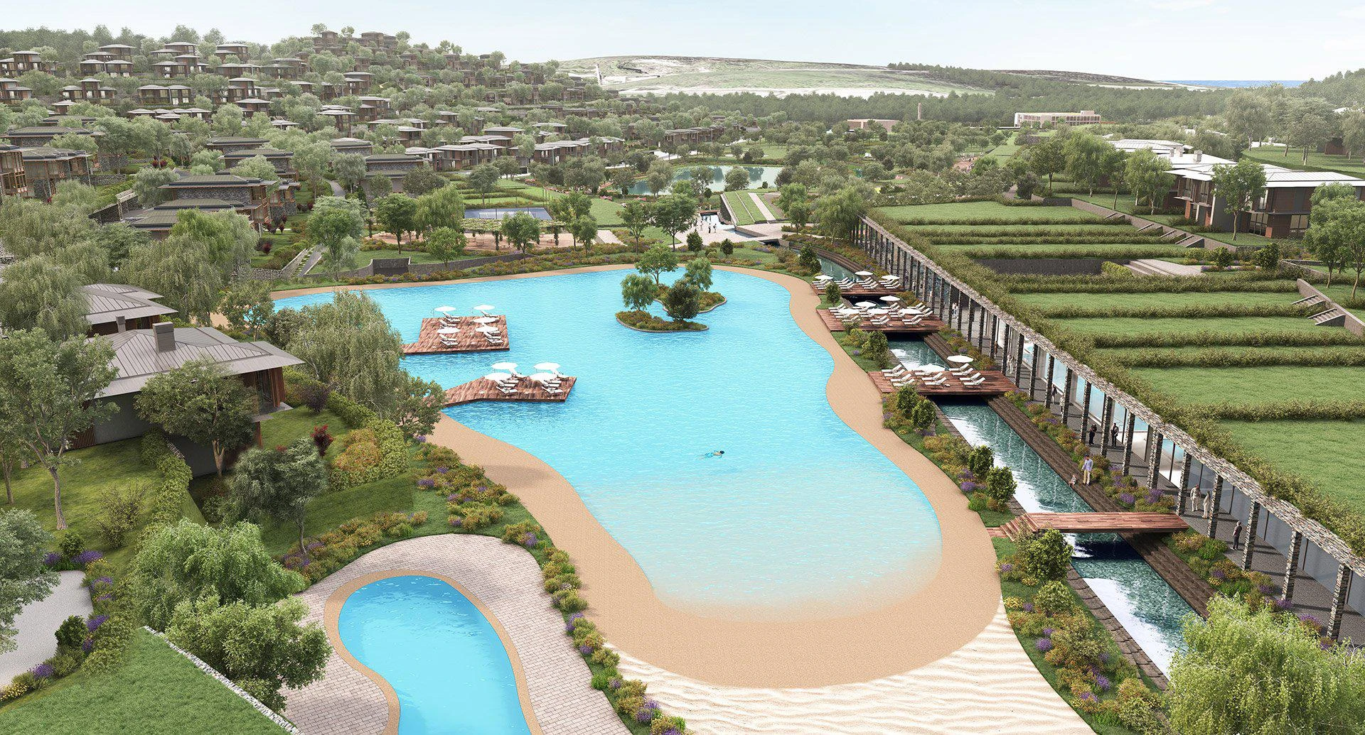 Виллы с бассейнами и спортивным клубом, с видом на лес и Черное море, Рива, Бейкоз, Стамбул, Турция