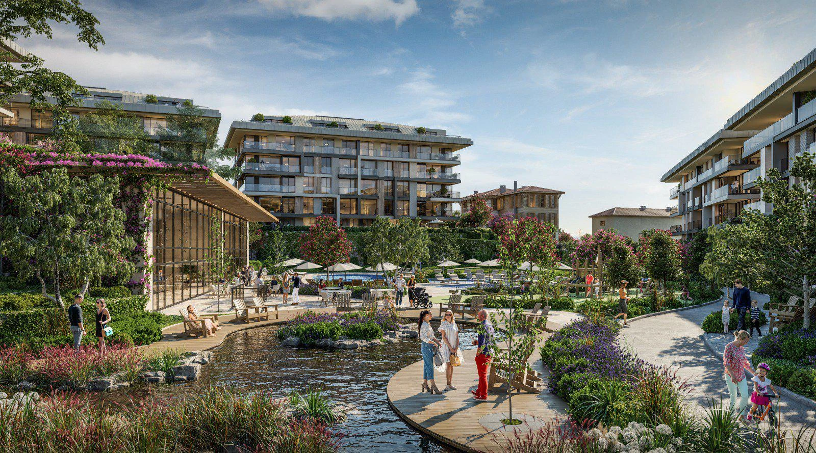 Жилой комплекс в историческом районе, с видом на Босфор и мечеть, Ускюдар, Стамбул, Турция