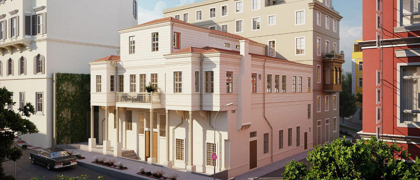 Жилой комплекс с внутренним двориком, в исторической части города, Бейоглу, Стамбул, Турция