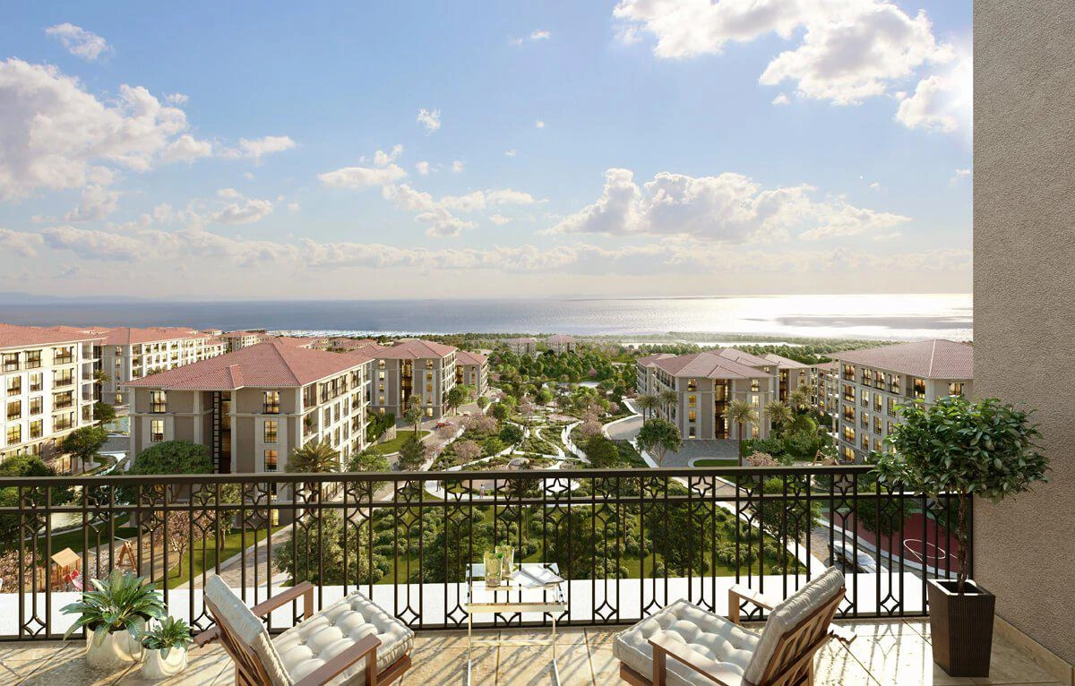 Современные апартаменты с видом на море, в резиденции с бассейном и конным клубом, Стамбул, Турция