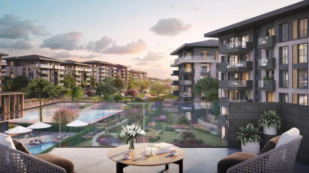 Охраняемый жилой комплекс с бассейнами, теннисным кортом и фитнес-центром рядом с озером Кючюкчекмедже, Стамбул, Турция