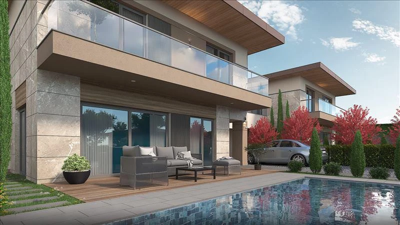 Новый комплекс вилл с бассейнами и круглосуточной охраной рядом с автомагистралью, Стамбул, Турция