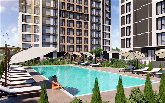 Новая охраняемая резиденция с бассейнами и зеленой зоной рядом со станцией метро и автомагистралями, Стамбул, Турция