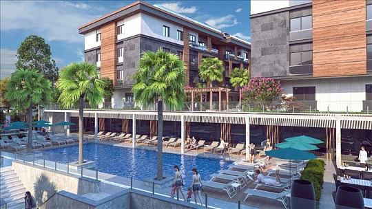 Высококачественная резиденция с бассейнами и зелеными зонами в спокойном районе, в 500 метрах от пляжа, Стамбул, Турция