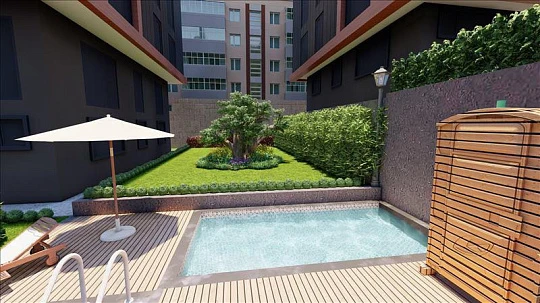 Резиденция с бассейном и зеленой зоной, Стамбул, Турция