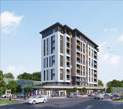 Резиденция с бассейном и зеленой зоной рядом со станцией метробуса, Стамбул, Турция