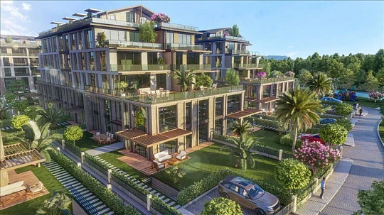 Новая резиденция с бассейнами и детскими площадками рядом с лесом и озером, Стамбул, Турция