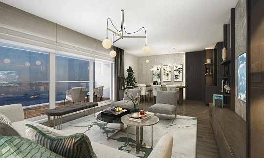 Новый жилой комплекс рядом с пристанью для яхт, в резиденции с бассейнами, конным клубом, ресторанами, Стамбул, Турция