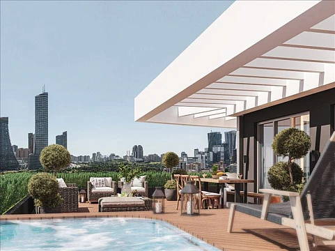 Резиденция с зеленой зоной и парковкой рядом с автомагистралями, Стамбул, Турция