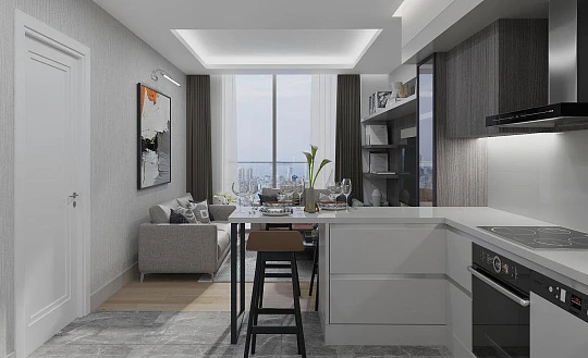 Современная резиденция с бассейнами и садами рядом со станцией метро, Стамбул, Турция