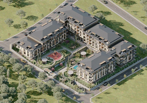 Апартаменты с видом на парк и море, в жилом комплексе с бассейнами, Бююкчекмедже, Стамбул, Турция