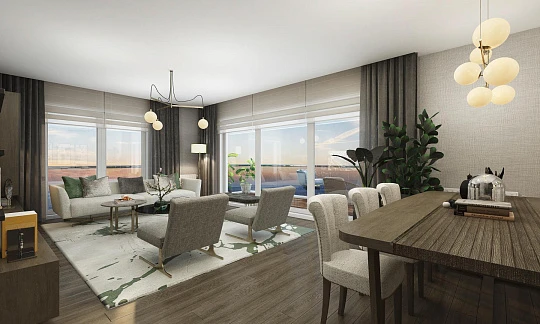 Новый жилой комплекс рядом с пристанью для яхт, в резиденции с бассейнами, конным клубом, ресторанами, Стамбул, Турция