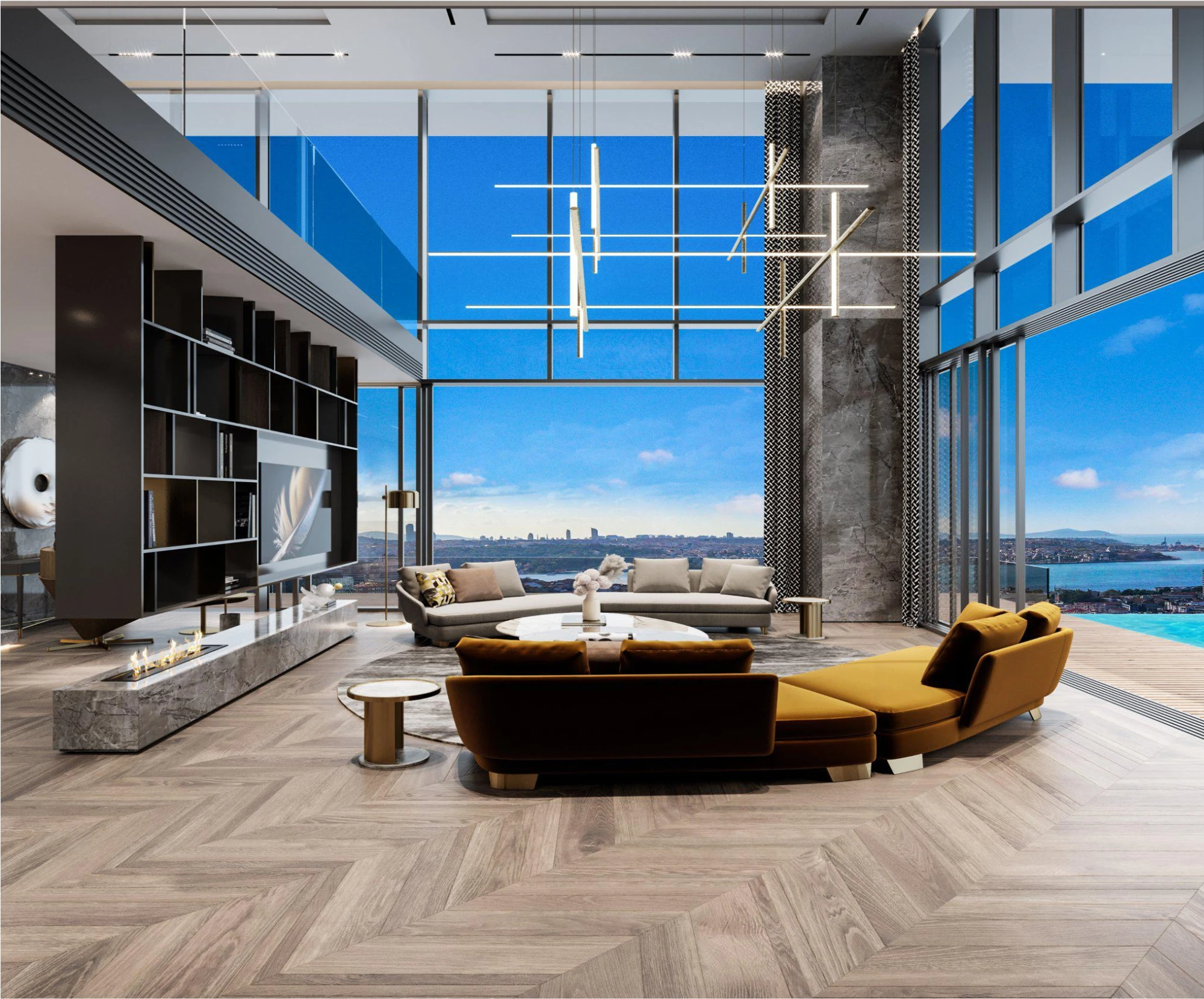 Элитные апартаменты с террасами и собственными бассейнами в престижном районе, Стамбул, Турция