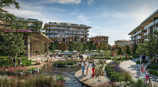 Жилой комплекс в историческом районе, с видом на Босфор и мечеть, Ускюдар, Стамбул, Турция