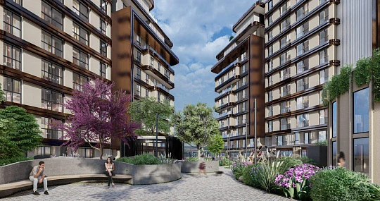 Жилой комплекс с местами для работы и отдыха, в тихом и зелёном районе рядом с метро, Кягытхане, Стамбул, Турция