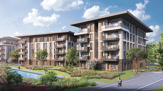 Охраняемый жилой комплекс с бассейнами, теннисным кортом и фитнес-центром рядом с озером Кючюкчекмедже, Стамбул, Турция