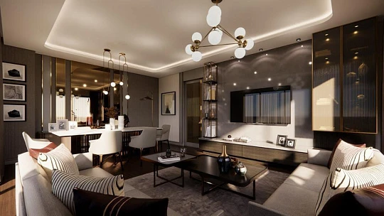 Апартаменты с видом на парк и море, в жилом комплексе с бассейнами, Бююкчекмедже, Стамбул, Турция