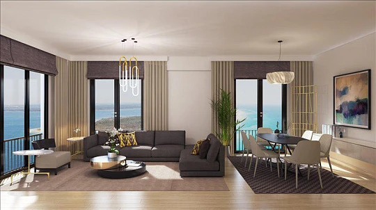 Новая резиденция с большой зеленой зоной рядом со станцией метро, Стамбул, Турция